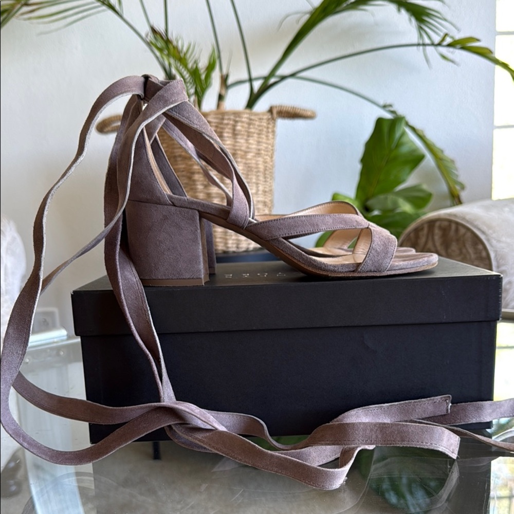 Barneys New York Taupe Lace-Up Heels